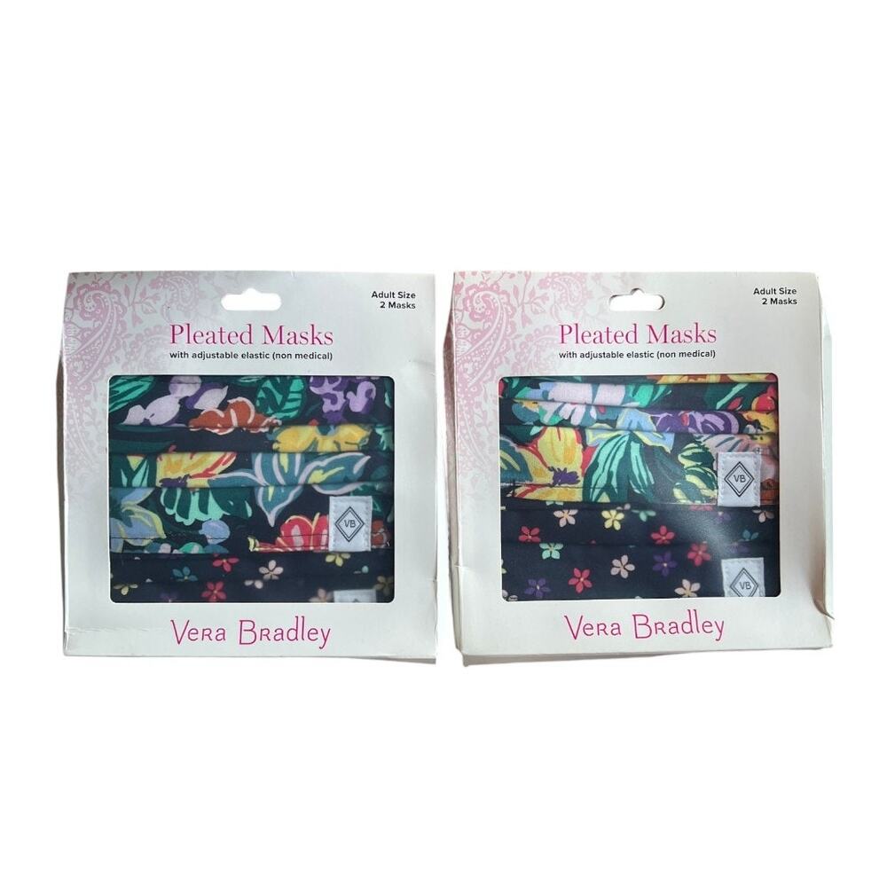 LOT 2 Vera Bradley Cotton Masks 2pack Adult Size 8.5" w x 3.5" h